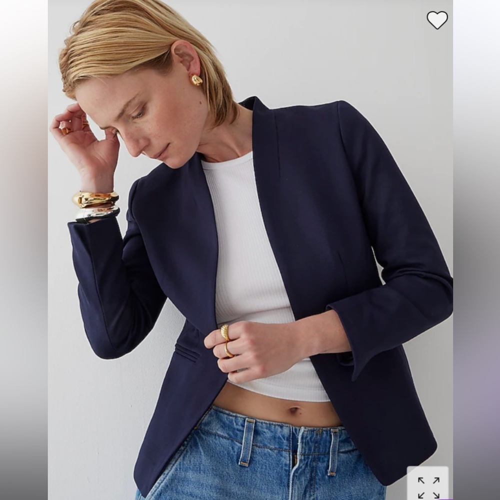 NWT J. Crew Going-Out Fitted Work Blazer Navy Blue Stretch Twill Women’s Size 2